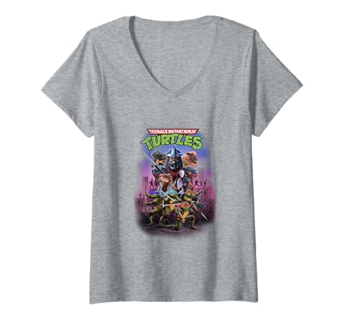 Damen Teenage Mutant Ninja Turtles Characters In Action T-Shirt mit V-Ausschnitt von Teenage Mutant Ninja Turtles