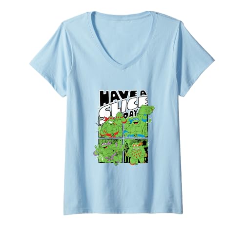 Damen Teenage Mutant Ninja Turtles Have A Slice Day Comic T-Shirt mit V-Ausschnitt von Teenage Mutant Ninja Turtles