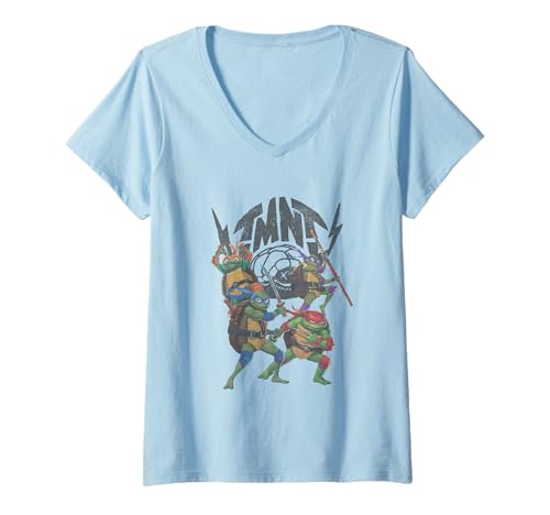 Damen Teenage Mutant Ninja Turtles Hero Lineup TMNT Logo T-Shirt mit V-Ausschnitt von Teenage Mutant Ninja Turtles