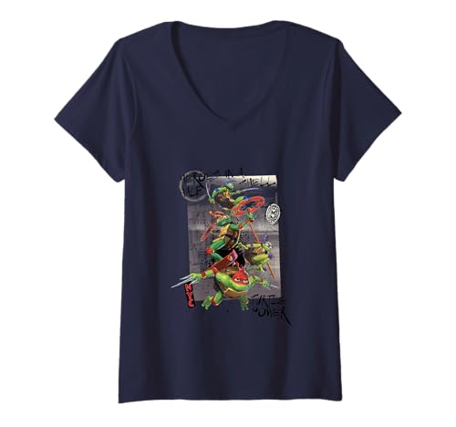 Damen Teenage Mutant Ninja Turtles NYC Half Shell Hero Squad T-Shirt mit V-Ausschnitt von Teenage Mutant Ninja Turtles