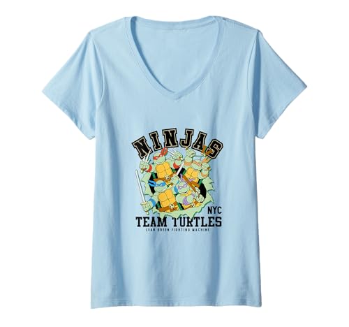 Damen Teenage Mutant Ninja Turtles NYC Ninjas Team Turtles T-Shirt mit V-Ausschnitt von Teenage Mutant Ninja Turtles