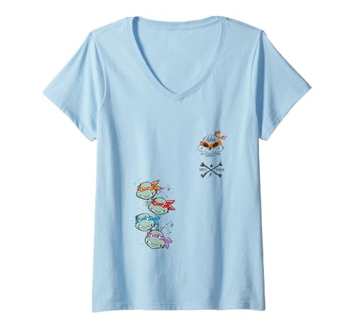Damen Teenage Mutant Ninja Turtles Rebel Skull Turtle Power T-Shirt mit V-Ausschnitt von Teenage Mutant Ninja Turtles