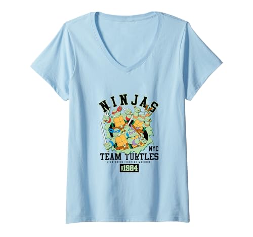 Damen Teenage Mutant Ninja Turtles Retro NYC Ninjas 1984 Breakout T-Shirt mit V-Ausschnitt von Teenage Mutant Ninja Turtles