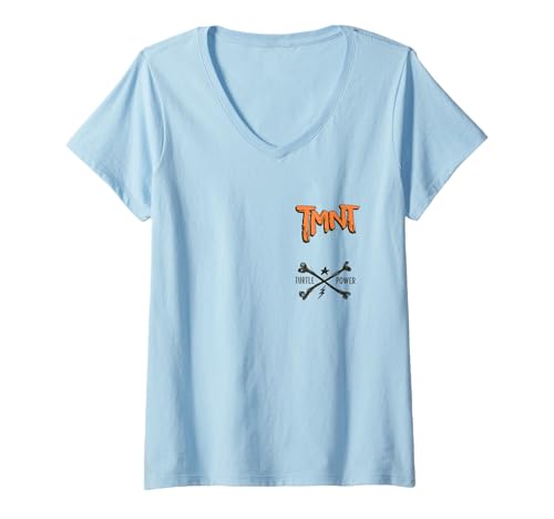 Damen Teenage Mutant Ninja Turtles Skull & Crossbones Turtle Power T-Shirt mit V-Ausschnitt von Teenage Mutant Ninja Turtles