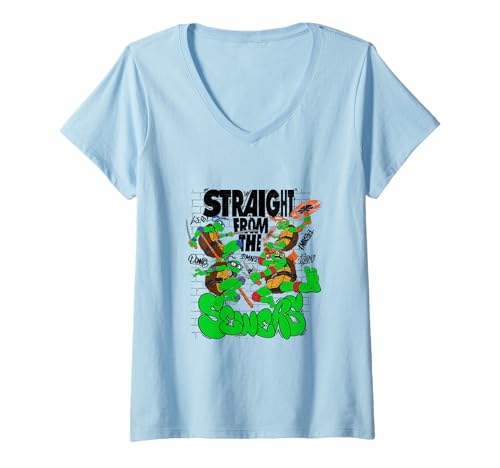 Damen Teenage Mutant Ninja Turtles Straight from The Sewers T-Shirt mit V-Ausschnitt von Teenage Mutant Ninja Turtles