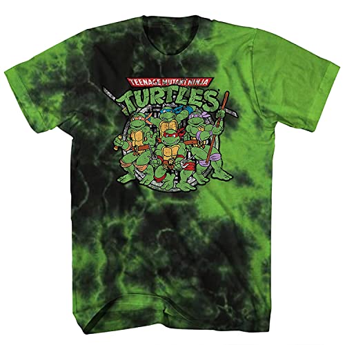 Herren Ninja Turtles Group Shirt – Straight from The Sewer – TMNT Throwback Classic Tie Dye T-Shirt, Schwarz Grün Tie Dye, XX-Large von Teenage Mutant Ninja Turtles