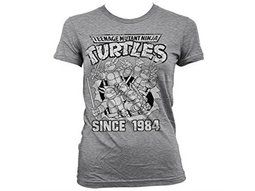 TMNT Girly T-Shirt Distressed Since 1984, Gr. M, Grau von Teenage Mutant Ninja Turtles