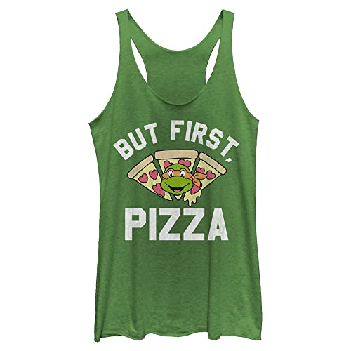 Teenage Mutant Ninja Turtles Damen Pizza First Racerback Tank Top Hemd, Envy Green, Klein von Teenage Mutant Ninja Turtles