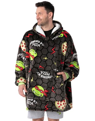 Teenage Mutant Ninja Turtles Herren Grauer Decken-Hoodie | Entfessle die Kraft der Schildkröten mit diesem TMNT VUddie | Einheitsgröße | Gemütliche Abenteuer warten von Teenage Mutant Ninja Turtles