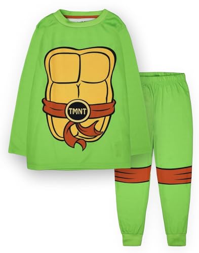 Teenage Mutant Ninja Turtles Jungen Pyjama Set | Kinder Grün Loungewear Langarm-T-Shirt & Langbeinhose Kompletter Pyjama | TMNT Outfit Kostüm Pyjama | Action Cartoon Hero Nachtwäsche Merchandise von Teenage Mutant Ninja Turtles