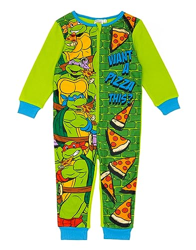 Teenage Mutant Ninja Turtles Kinder Grün & Blau Charakter Onesie | Ikonischen TMNT Kostüm | Perfekt zum Spielen, Schlafen und gemütlichen Nächten | All-in-One Nachtwäsche Anzug von Teenage Mutant Ninja Turtles