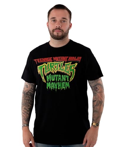 Teenage Mutant Ninja Turtles Mutant Mayhem Herren Schwarzes Kurzarm T-Shirt | Retro Fashion T-Shirt | Nostalgische 90er Jahre Cartoon Kleidung | TMNT Geschenkartikel von Teenage Mutant Ninja Turtles