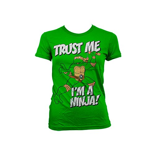 Teenage Mutant Ninja Turtles Offizielles Lizenzprodukt Trust Me, I'm A Ninja Frauen T-Shirt (Grün), Large von Teenage Mutant Ninja Turtles