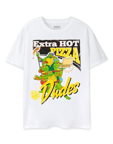 Teenage Mutant Ninja Turtles Pizza Dude Weißes Herren Kurzarm-T-Shirt | Retro TMNT Bekleidung | Nostalgische 90er Jahre Cartoon Mode Merchandise von Teenage Mutant Ninja Turtles