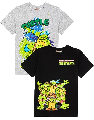 Teenage Mutant Ninja Turtles T-Shirt 2 Pack Kinder graues schwarzes Top von Teenage Mutant Ninja Turtles