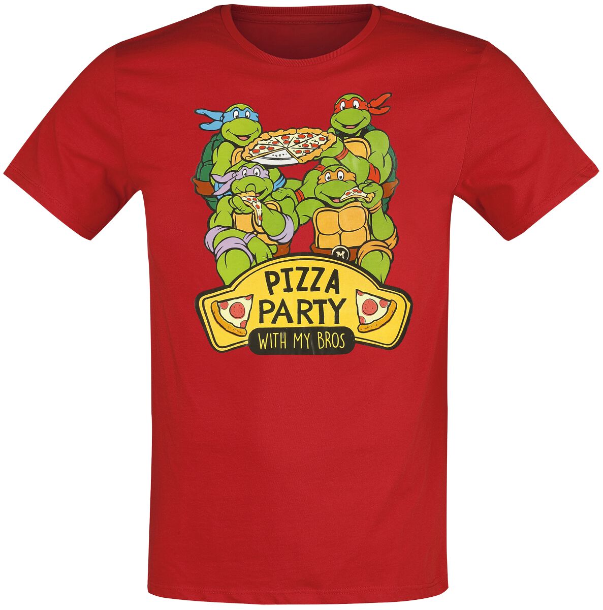 Teenage Mutant Ninja Turtles T-Shirt für Kinder - Kids - Pizza Party - für Mädchen & Jungen - rot  - Lizenzierter Fanartikel von Teenage Mutant Ninja Turtles