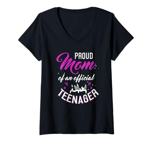 Damen Teenager Mama Shirt 13 Geburtstag Party Outfit für Mütter T-Shirt mit V-Ausschnitt Damen Teenager Mama Shirt 13 Geburtstag Party Outfit für Mütter T-Shirt mit V-Ausschnitt von Teenager Mom Shirtz & More
