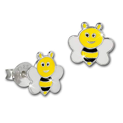 Teenie-Weenie Ohrringe für Kinder 925 Silber Ohrstecker Biene bunt SDO8156Y Silber Ohrstecker von SilberDream