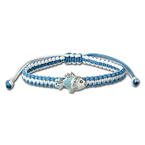 Teenie-Weenie Armband blau weiß Arm-Schmuck für Kinder Fisch 16cm SDA8001H Silber Armband von SilberDream