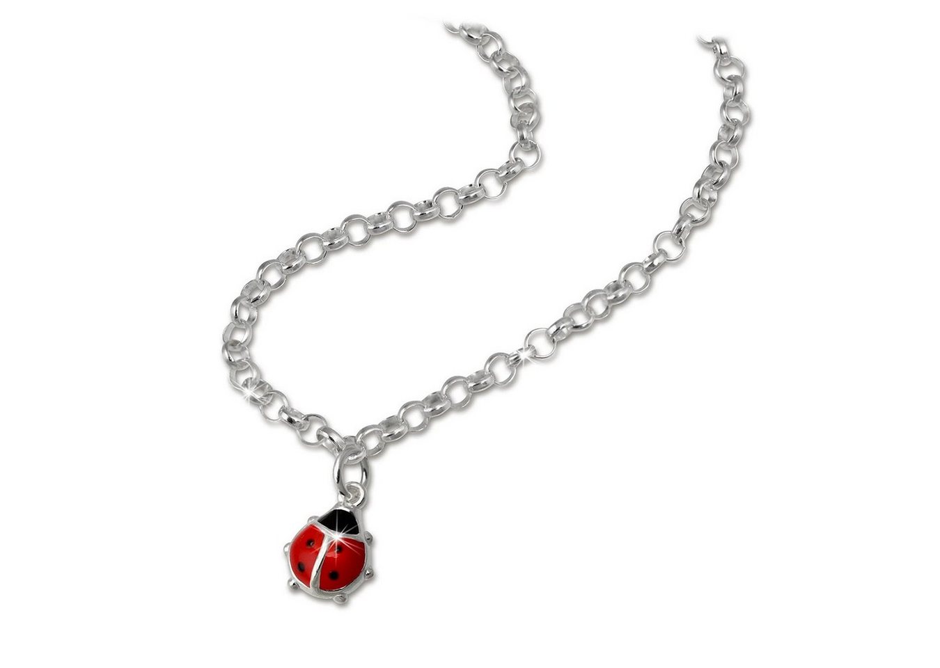 Teenie-Weenie Kette mit Anhänger Teenie-Weenie Marienkäfer Halskette rot, Kinder Halskette (Marienkäfer) ca. 38cm, 925 Sterling Silber, Farbe: r von Teenie-Weenie