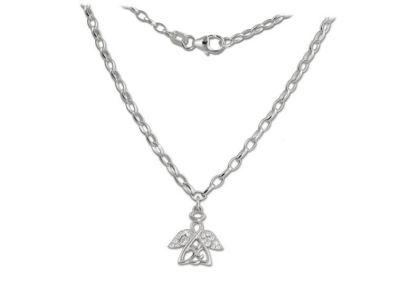 Teenie-Weenie Kette mit Anhänger Teenie-Weenie Engel Halskette 925 Silber (Halskette), Kinder Halskette (Engel) ca. 38cm, 925 Sterling Silber, Farbe: silber von Teenie-Weenie