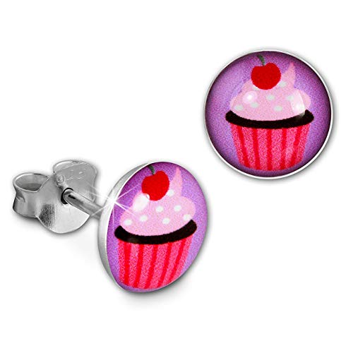 Teenie-Weenie Ohrringe 8mm Kinder Silber Ohrstecker Cupcake rosa pink SDO85134 Silber Ohrstecker von Teenie Weenie