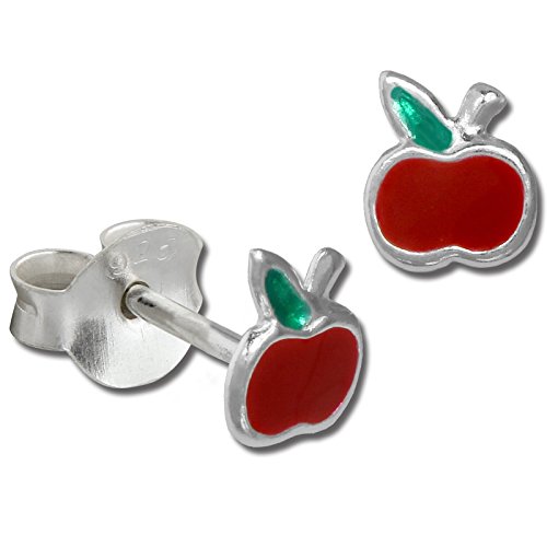 Teenie-Weenie Ohrringe Kinder Silber Ohrstecker kleiner Apfel rot grün SDO8131R Silber Ohrstecker von SilberDream