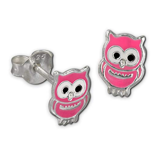 Teenie-Weenie Ohrringe für Kinder 925 Silber Ohrstecker Eule rosa SDO8101P Silber Ohrstecker von Teenie-Weenie