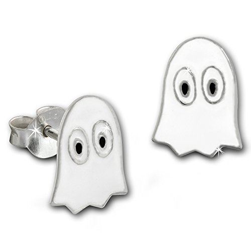 Teenie-Weenie Ohrringe für Kinder 925 Silber Ohrstecker Gespenst weiß SDO8142W von SilberDream