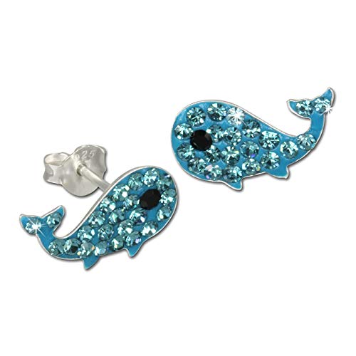 Teenie-Weenie Ohrstecker für Kinder 925 Silber blau Wal Ohrringe D3SDO8001H Silber Ohrschmuck für Kinder von SilberDream