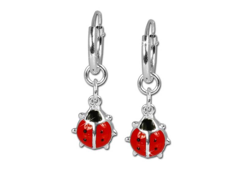 Teenie-Weenie Paar Creolen Teenie-Weenie Ohrringe 13mm Kinder Silber (Creolen), Kinder Creolen Marienkäfer aus 925 Sterling Silber, Farbe: silber, rot von Teenie-Weenie