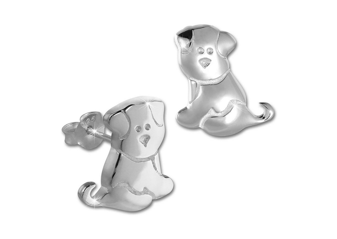 Teenie-Weenie Paar Ohrstecker Teenie-Weenie Ohrringe Kinder 925er (Ohrstecker), Kinder Ohrstecker Hund aus 925 Sterling Silber, Farbe: silber von Teenie-Weenie