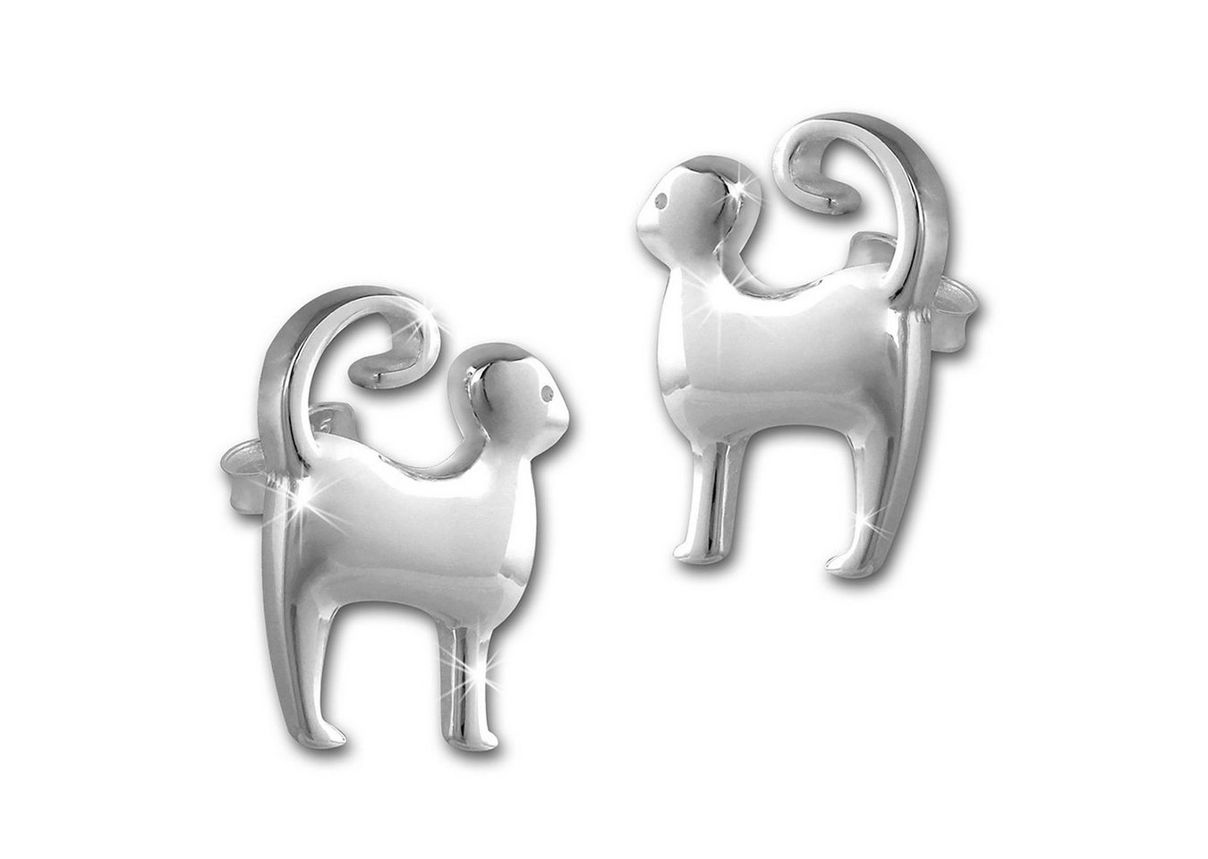 Teenie-Weenie Paar Ohrstecker Teenie-Weenie Ohrringe für Kinder Silber (Ohrstecker), Kinder Ohrstecker Katze aus 925 Sterling Silber, Farbe: silber von Teenie-Weenie