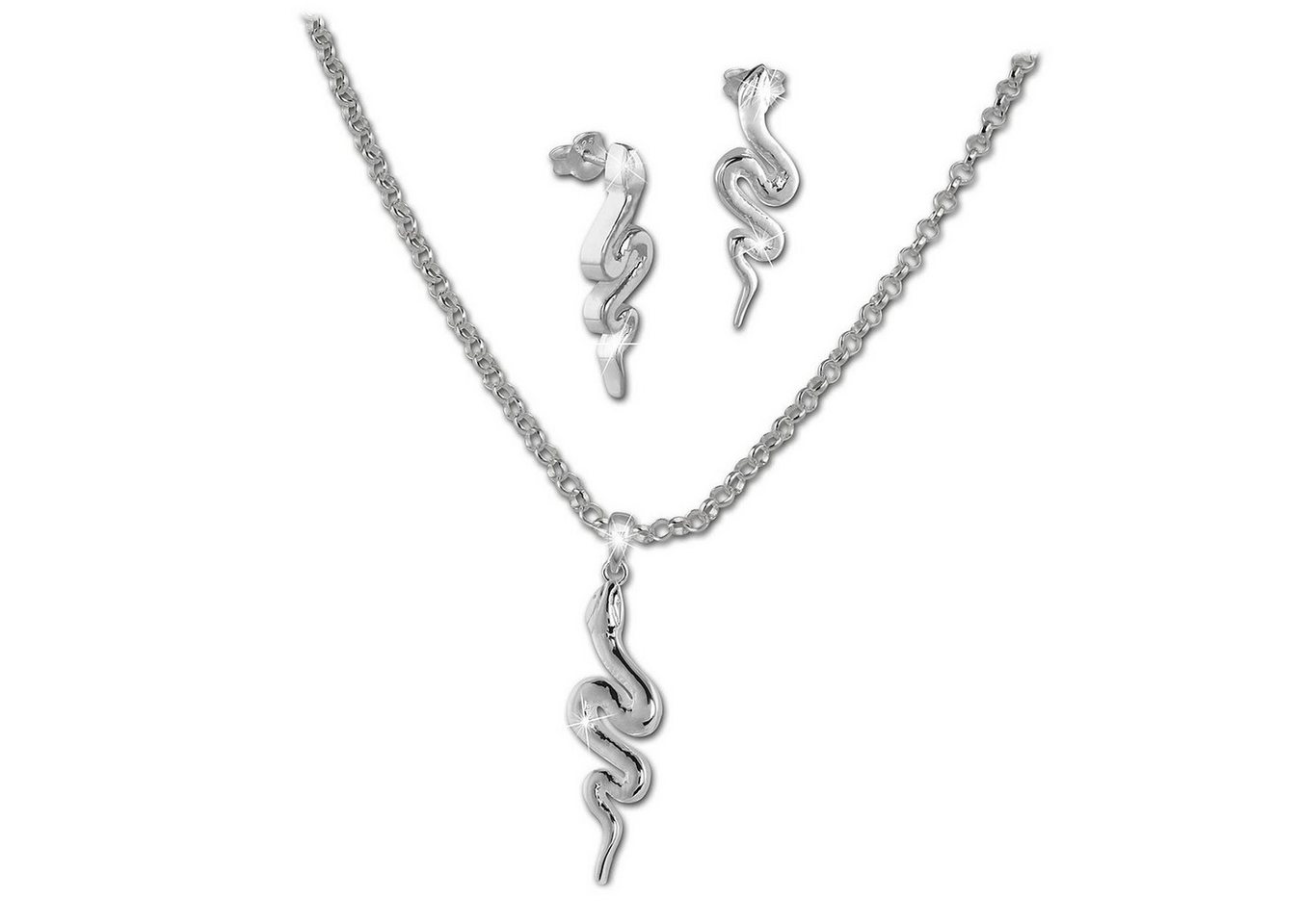 Teenie-Weenie Schmuckset Teenie-Weenie Schlange Kette und Ohrringe (Schmuckset, 3-tlg., Schmucksets), Schmucksets (Schlange) 925 Sterling Silber, Farbe: silber von Teenie-Weenie