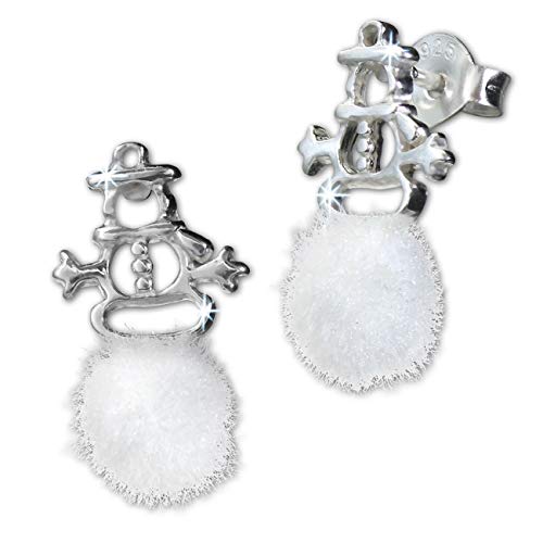 Teenie-Weenie Schneemann Pom Poms Ohrringe 925 Silber Kinder Ohrstecker SDO8553W Silber Ohrstecker von Teenie Weenie