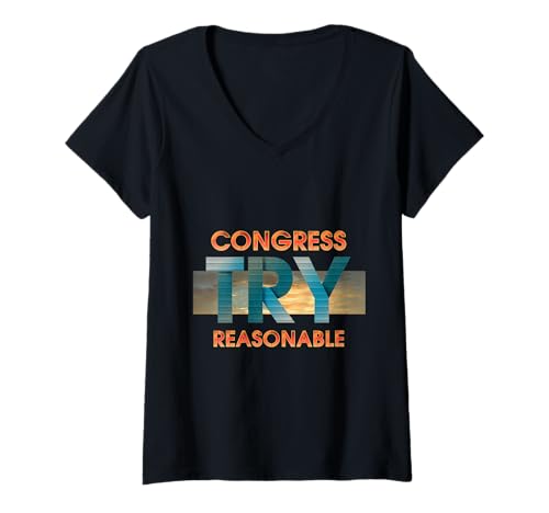 Damen Kongress, versuchen Sie vernünftig T-Shirt mit V-Ausschnitt Damen Kongress, versuchen Sie vernünftig T-Shirt mit V-Ausschnitt von Teepossible