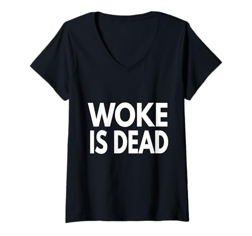 Damen Woke IST TOT T-Shirt mit V-Ausschnitt von Tees Against Humanity