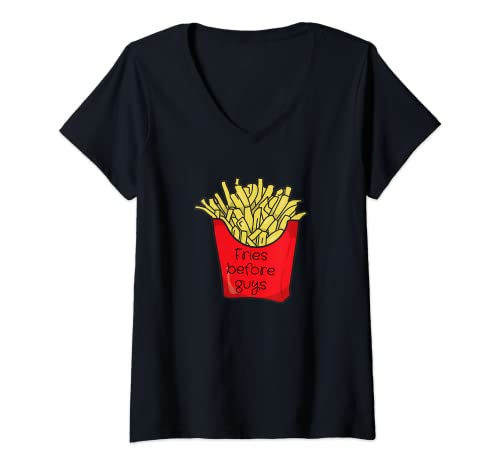 Damen Fries Before Guys! Feinschmecker T-Shirt mit V-Ausschnitt Damen Fries Before Guys! Feinschmecker T-Shirt mit V-Ausschnitt von Tees R Us
