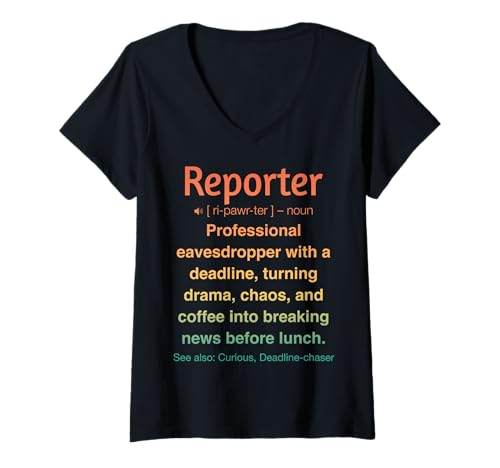 Damen Reporterin T-Shirt mit V-Ausschnitt Damen Reporterin T-Shirt mit V-Ausschnitt von Tees & Gifts for Reporters