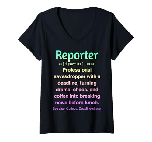 Damen Reporterin T-Shirt mit V-Ausschnitt Damen Reporterin T-Shirt mit V-Ausschnitt von Tees & Gifts for Reporters