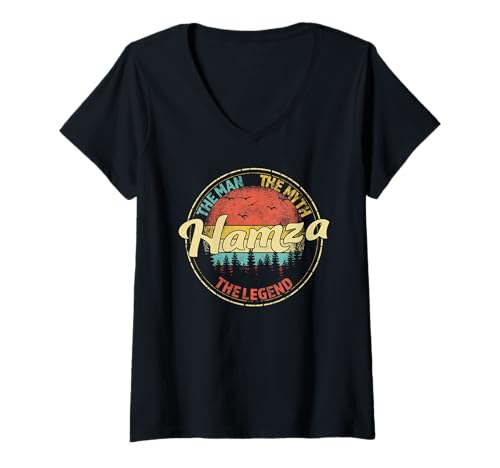 Damen Hamza The Man The Myth The Legend Personalisierter Name T-Shirt mit V-Ausschnitt Damen Hamza The Man The Myth The Legend Personalisierter Name T-Shirt mit V-Ausschnitt von Teeschase: Get More Custom Name Apparel