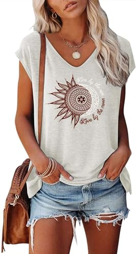 Teesho Damen T-Shirt Sommer Elegant Oberteile Kurzarm Crop Tops Oversize Shirts Tunika Sommer Tank Tops Sporttop (weiß/XXL) von Teesho