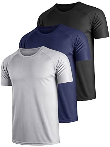 Teesmen 3 Pack schnell trocknende T Shirt Laufshirts Männer Sport Tops Gym Wicking Athletic T Shirts Atmungsaktiv Workout Shirts（Multicolor set1-XL） von Teesmen