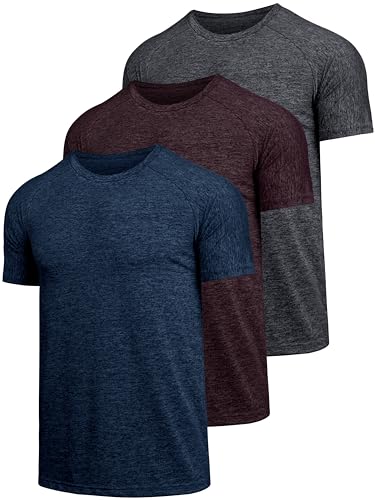 Teesmen 3er-Pack Herren schnell trocknend Kurzarm leicht und atmungsaktiv Sport-T-Shirt Gym Wicking T Shirt（Multicolor set2-2XL von Teesmen