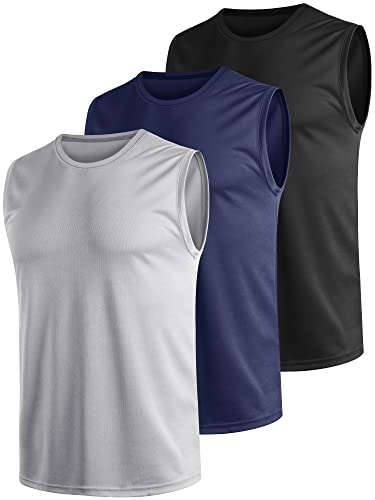 Teesmen Tank Top Herren Tanktop Muskelshirts Ärmelloses Shirt Achselshirts Axelshirt Muscle Sommer Sport Gym Lauf Fitness Atmungsaktiv MäNner Set 3er Pack (2, XXL) von Teesmen