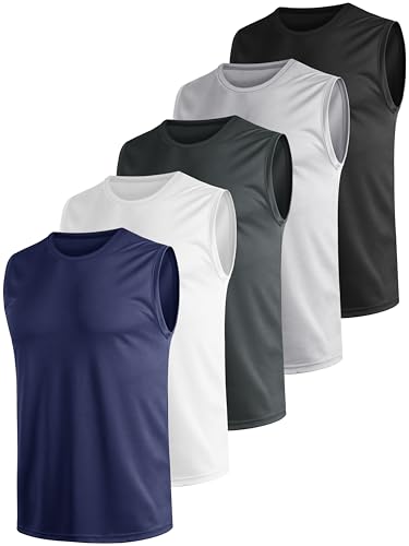 Teesmen Tank Top Herren Tanktop Muskelshirts Ärmelloses Shirt Achselshirts Axelshirt Muscle Sommer Sport Gym Lauf Fitness Atmungsaktiv MäNner Set 5er Pack (2, 3XL) von Teesmen