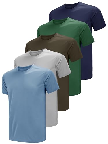 Teesmen Herren t Shirt Sport Pack männer Kurzarm Set Fitness t-Shirts Gym atmungsaktiv funktions Basic Trainings Running Polyester lauf Dry fit(Multicolor set4 2XL) von Teesmen