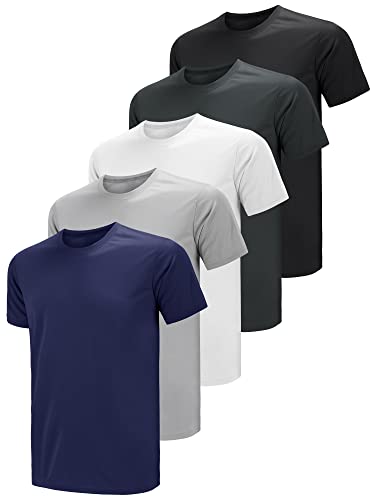 Teesmen Herren t Shirt Sport Pack männer Kurzarm Set Fitness t-Shirts Gym atmungsaktiv funktions Basic Trainings Running Polyester lauf Dry fit (Multicolor set2 2XL) von Teesmen