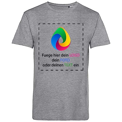 Teetaly - Herren-T-Shirt mit personalisiertem Front-Back-Print aus Baumwolle (Grau, L) von Teetaly