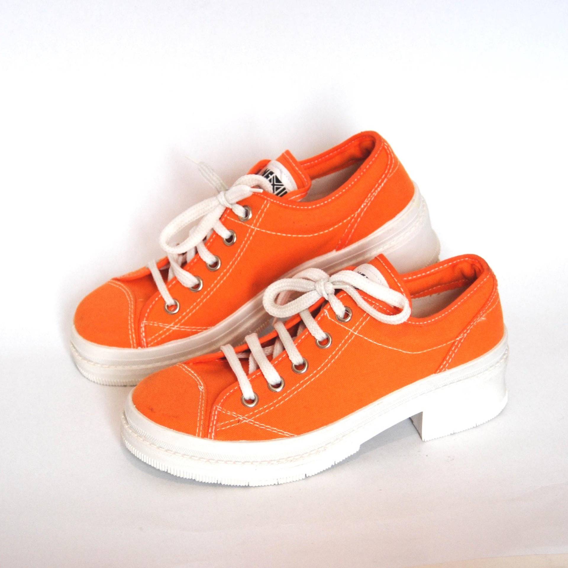 Plateau Schuhe Damen Vintage Chunky Sneakers Militär Stiefel Canvas Low Tops Größe 39 Uk 6 Uns 8 Goth Rock Orange von Teever